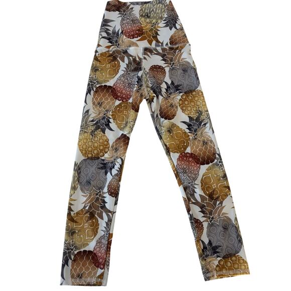 Emily HSU Pineapple Leggings Sz S High Waist Yoga Pants Bold Print Activewear - Picture 2 of 6